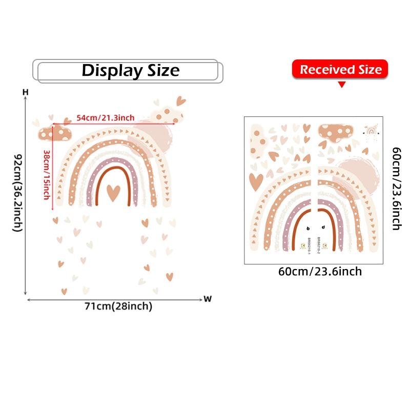Boho Style Rainbow Heart Shape Wall Stickers, Flora Grossist, Barnrum