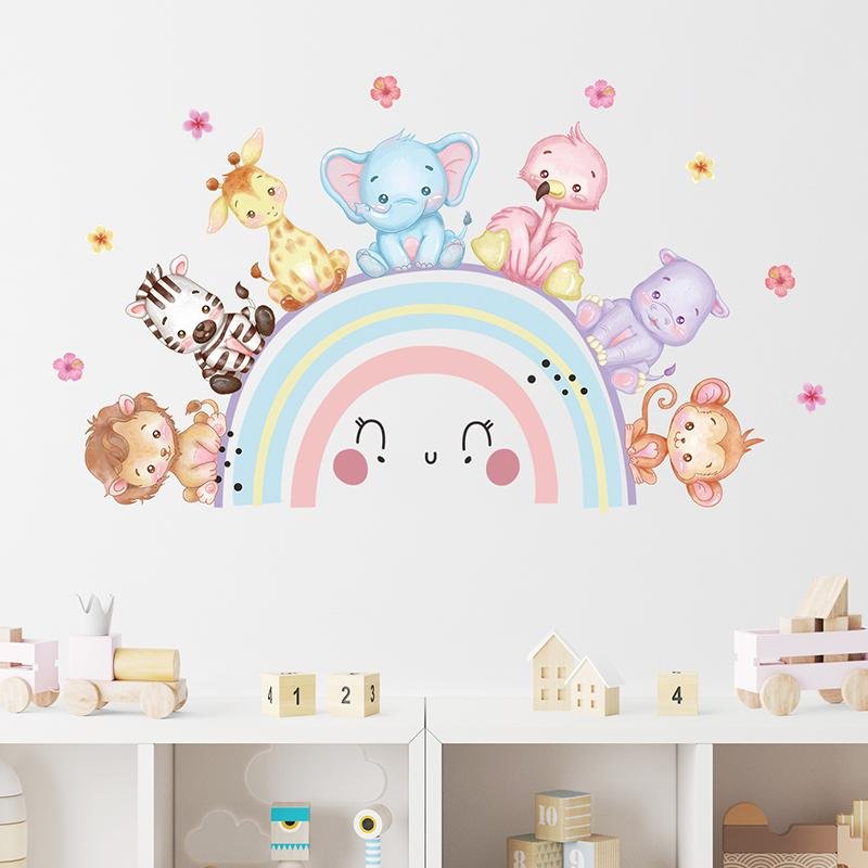 Cute Animals Wall Stickers Elephant Lion Kids Room, Flora Grossist, Barnrum