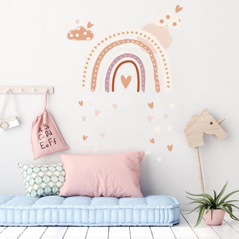 Boho Style Rainbow Heart Shape Wall Stickers, Flora Grossist, Barnrum