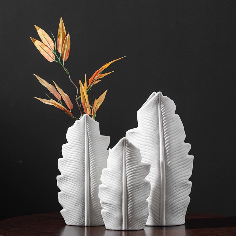 Nordisk Keramik Bladformad Vit Blomkruka, Flora Grossist, vaser-och-krukor