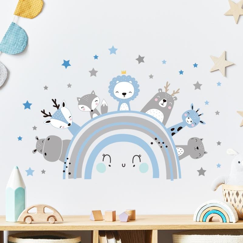 Cartoon Animal Wall Sticker For Kids Room, Flora Grossist, Barnrum