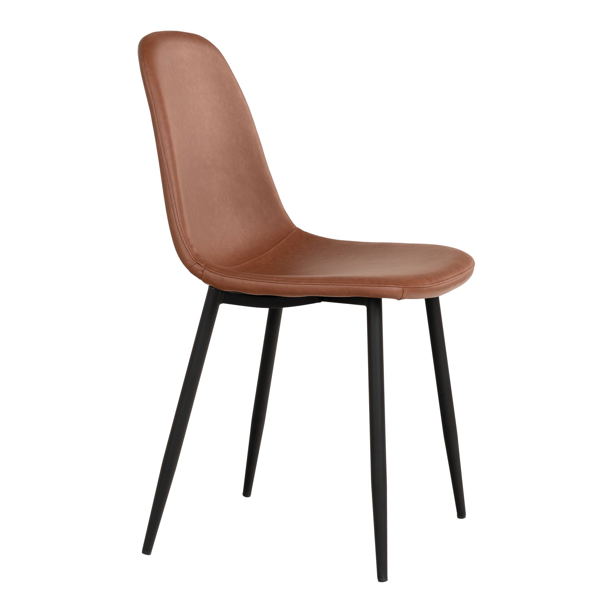 Stockholm Dining Chair, ljusbrun PU-läder, svarta ben