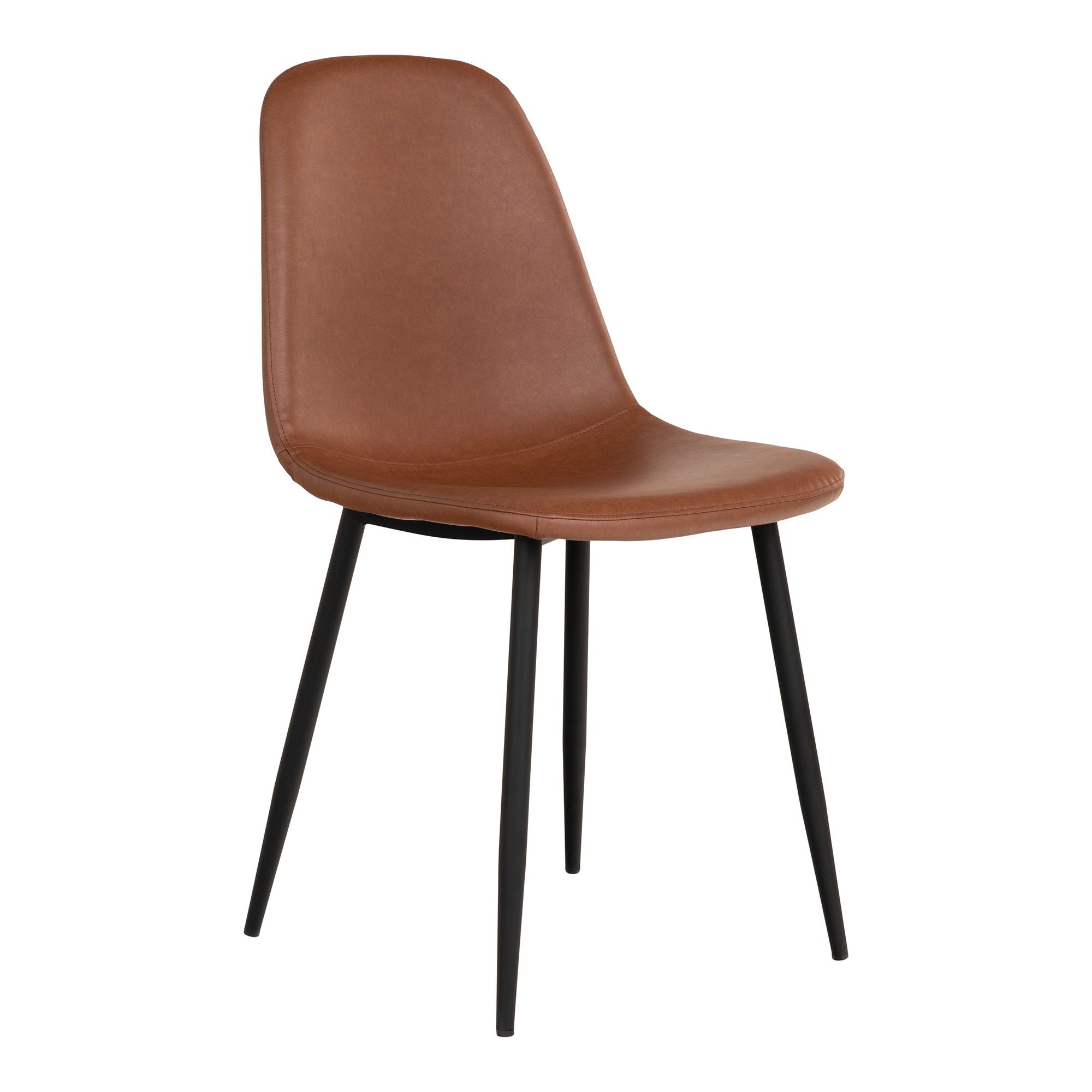 Stockholm Dining Chair, ljusbrun PU-läder, svarta ben
