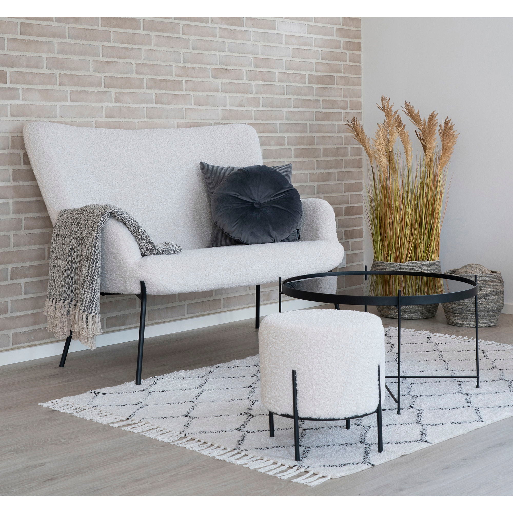 Glasgow 2-sitssoffa, vit med svarta ben