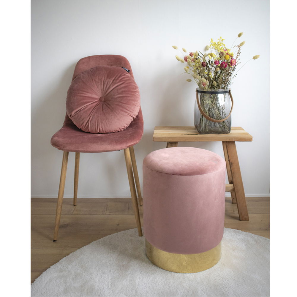 Gamby Pouf, rosa sammet