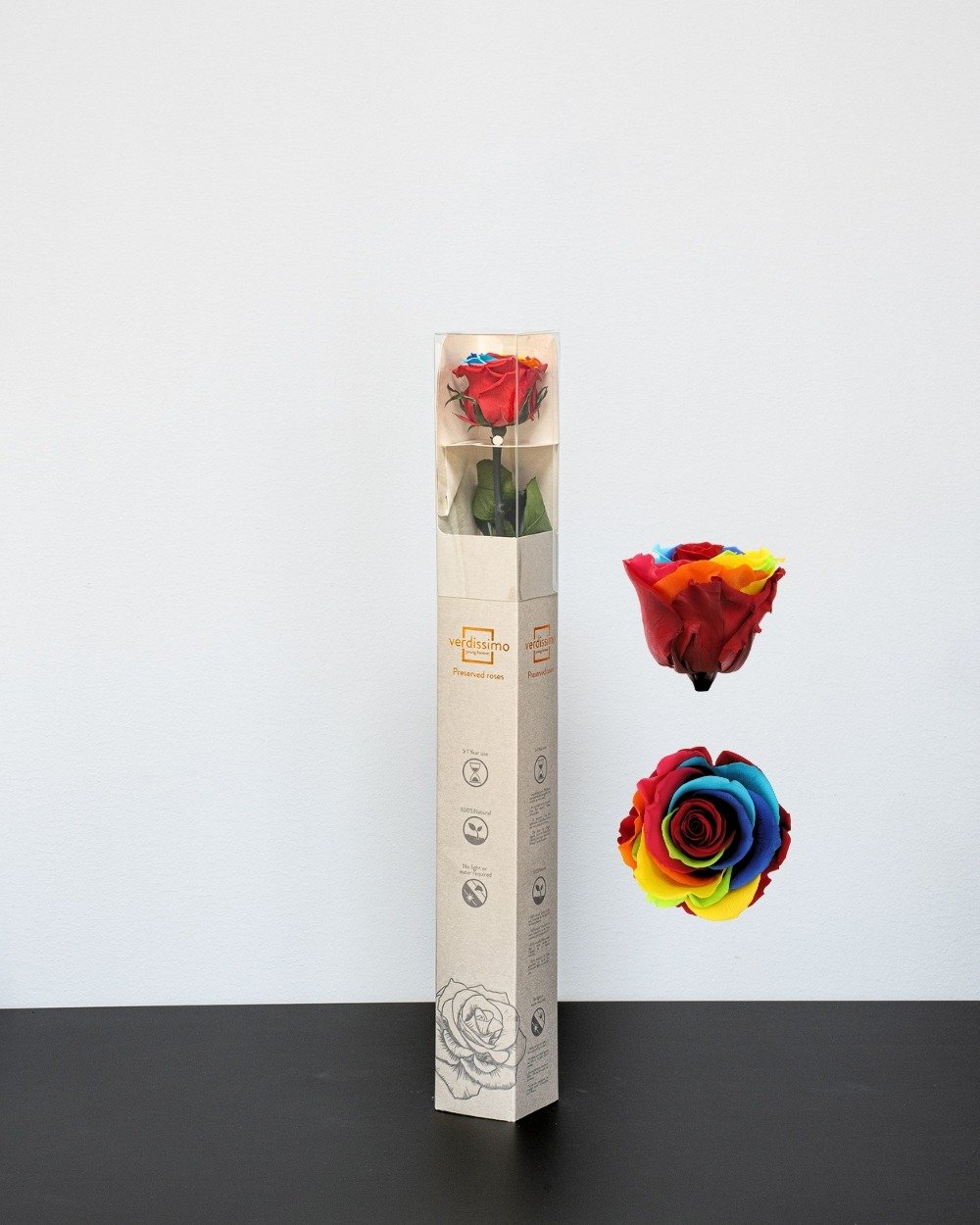 Giftbox – Singel Evighetsros 60 Cm, Flora Grossist, konserverade-blommor