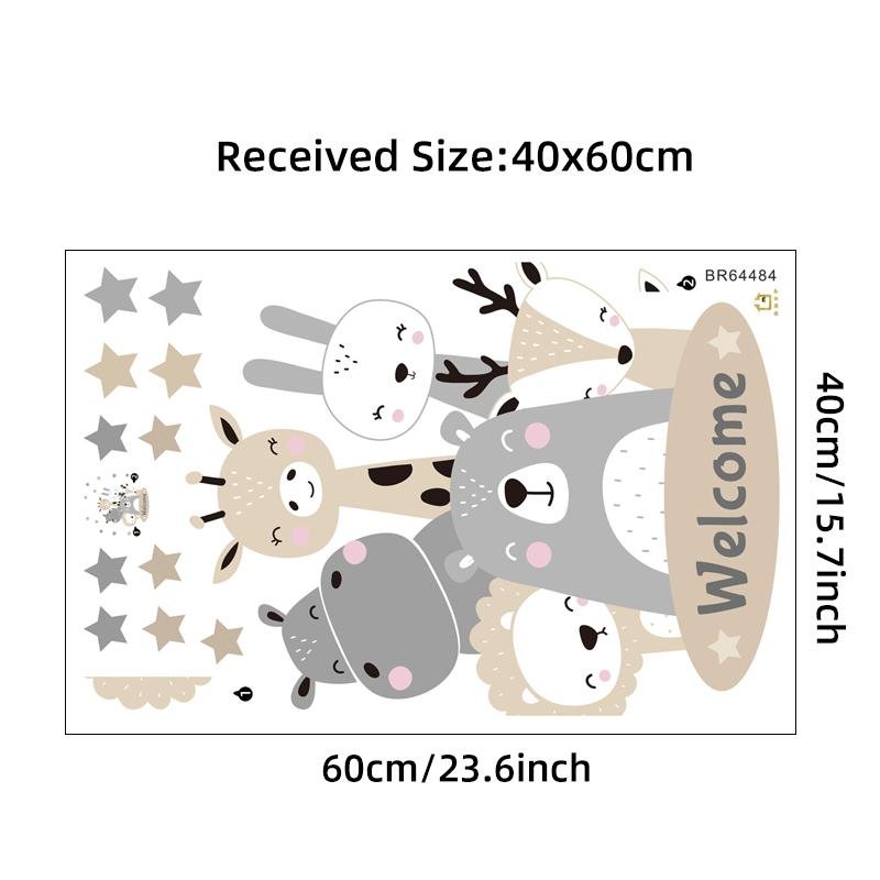 Nordic Cartoon Animal Wall Stickers For Kids Rooms, Flora Grossist, Barnrum