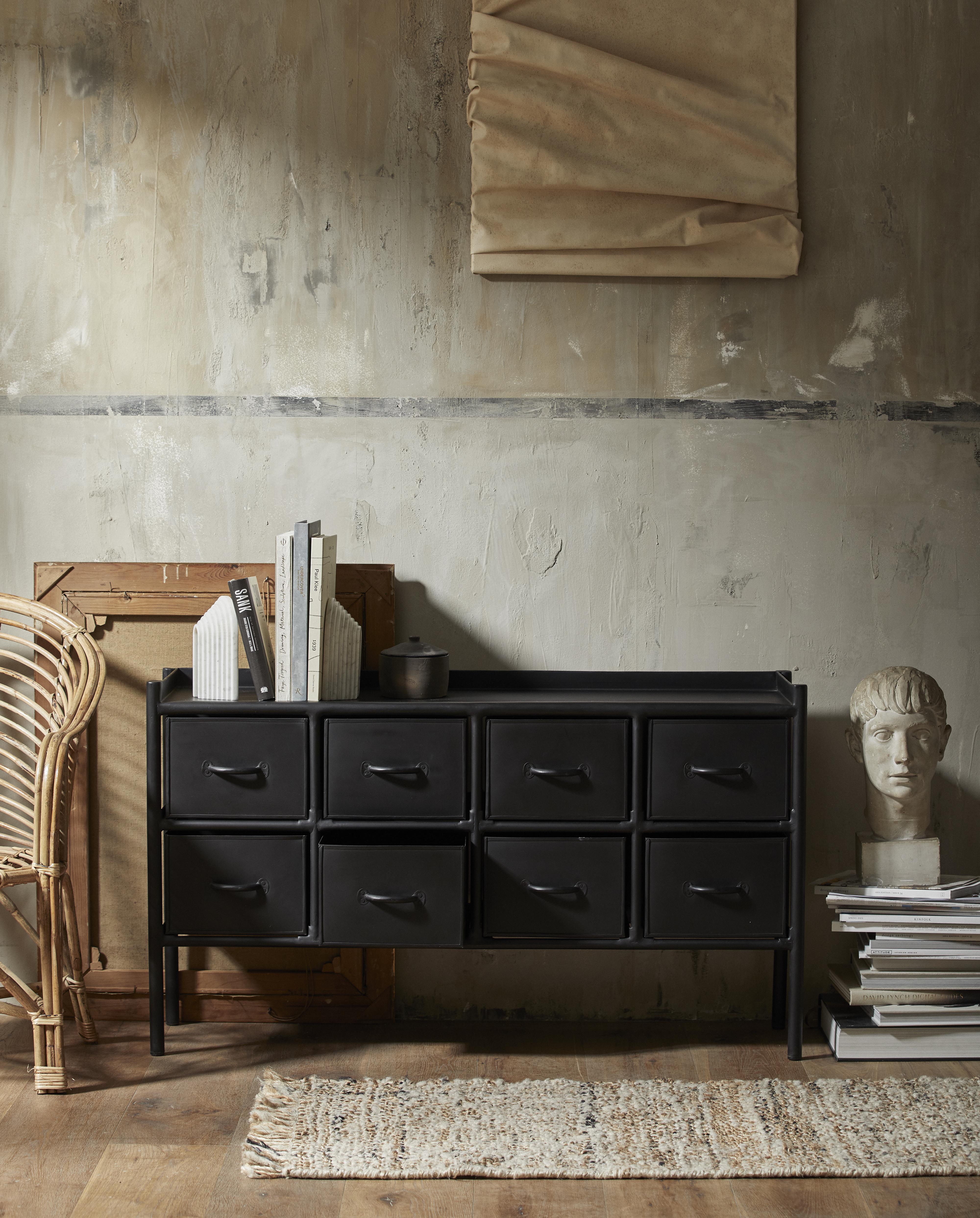 Portland Iron Drawer, 8 Drawers - Black, Nordal, bokhyllor