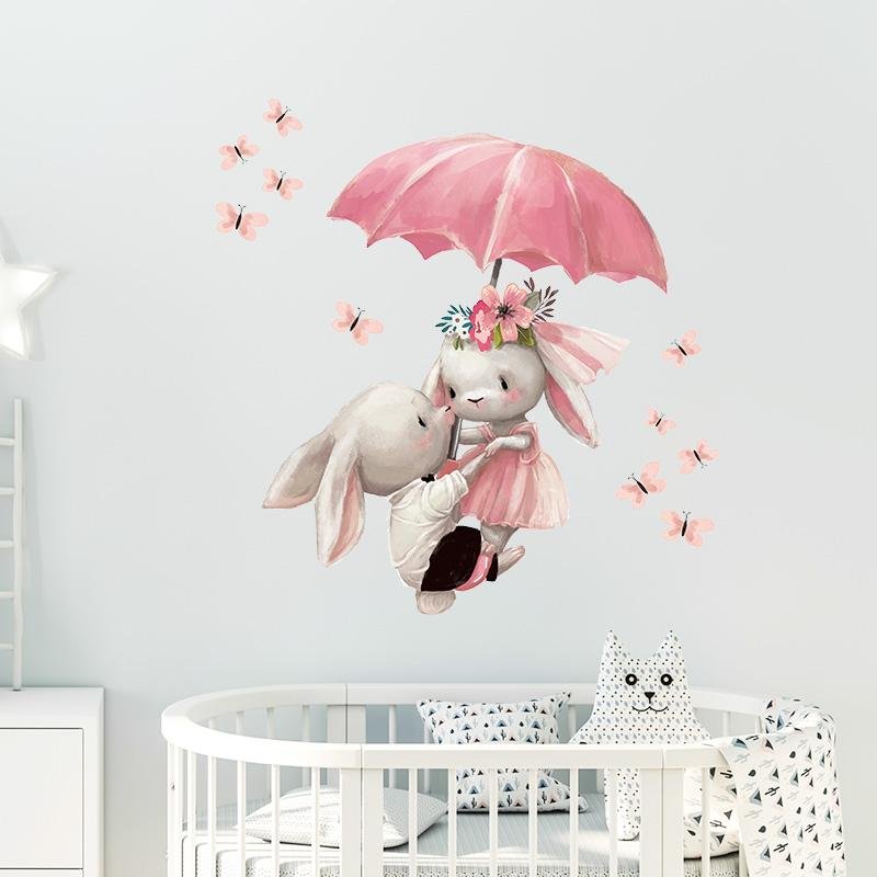Akvarell Kanin Flygande Väggdekaler, Flora Grossist, Barnrum