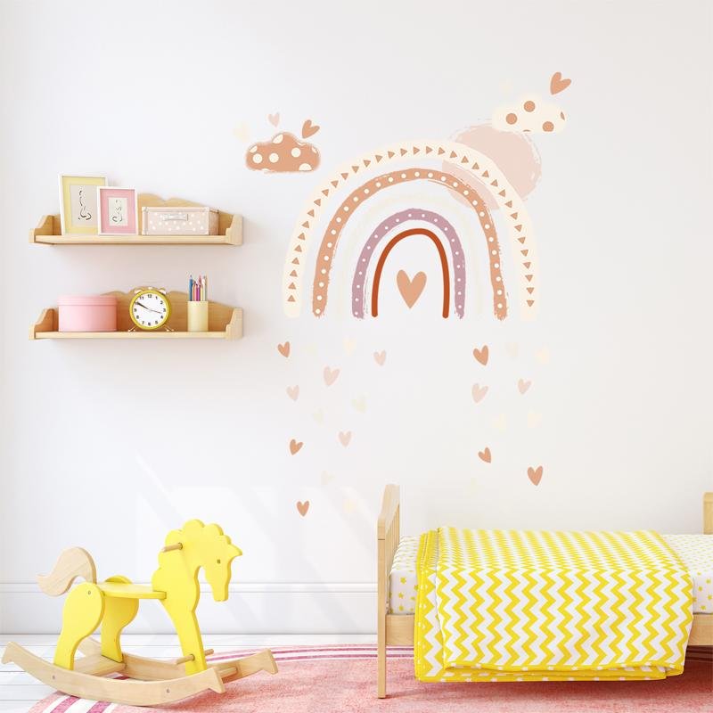 Boho Style Rainbow Heart Shape Wall Stickers, Flora Grossist, Barnrum
