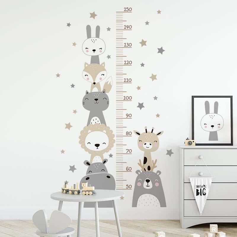 Animals And Stars Height Ruler Wall Stickers For Kids | Kids Height Ruler Decal, Flora Grossist, Barnrum