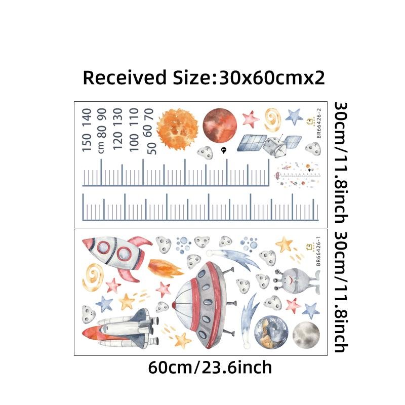 Watercolor Outer Space Planets Height Ruller Wall Stickers, Flora Grossist, Barnrum