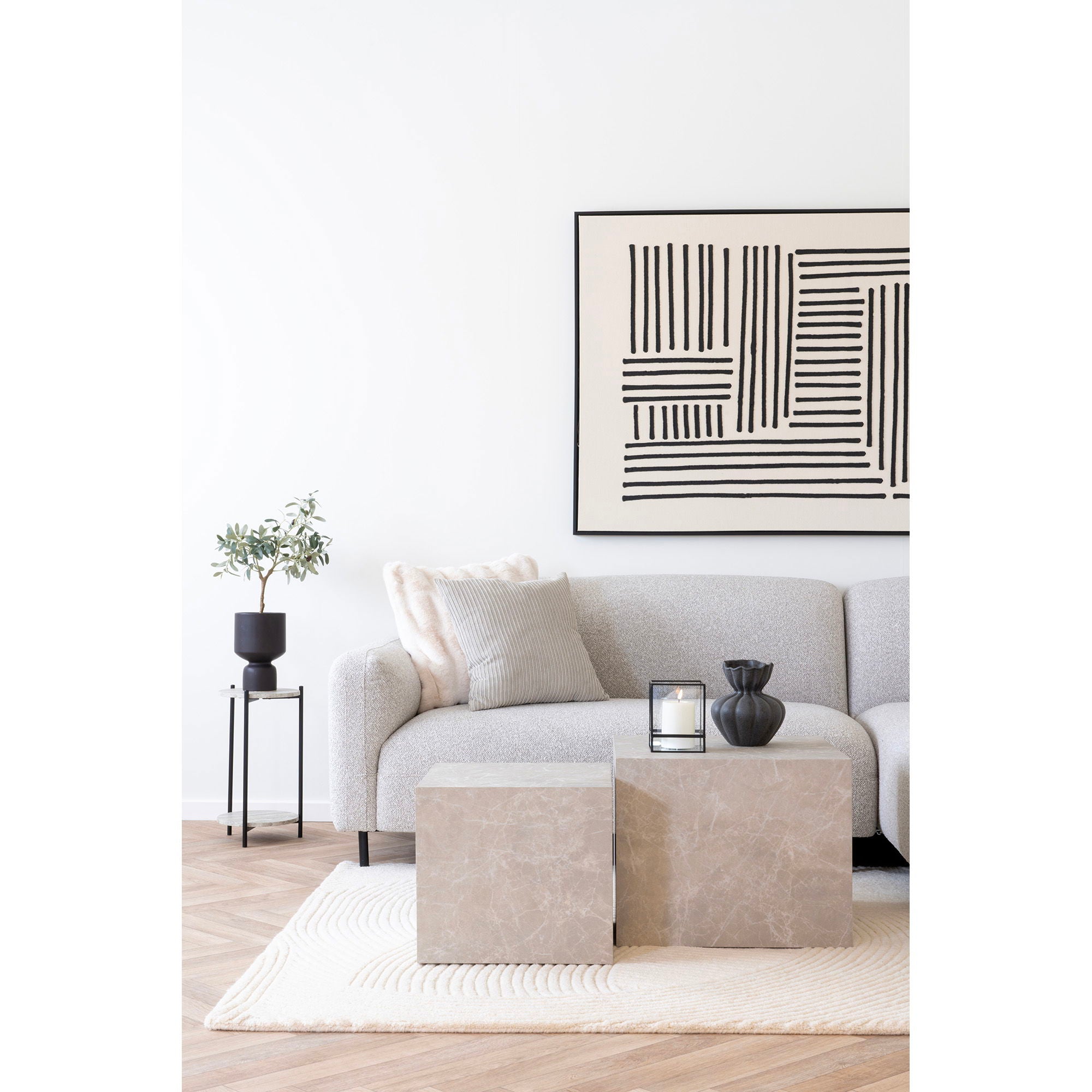 PRAGUE soffbord, beige marmorutseende