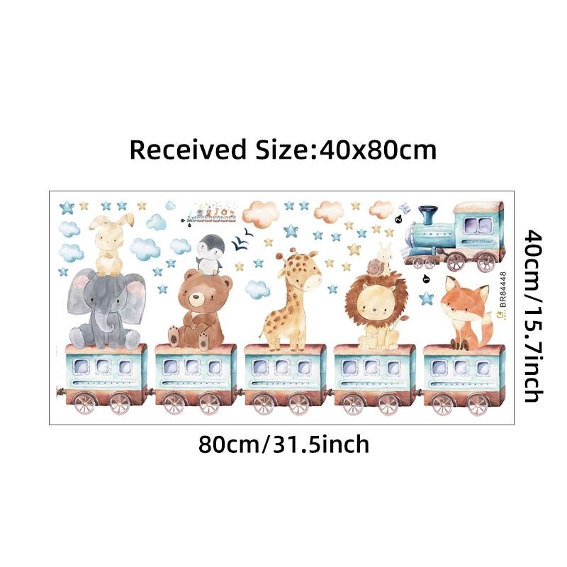 Cartoon Cute Animals Elephant Giraffe Train Wall Stickers, Flora Grossist, Barnrum