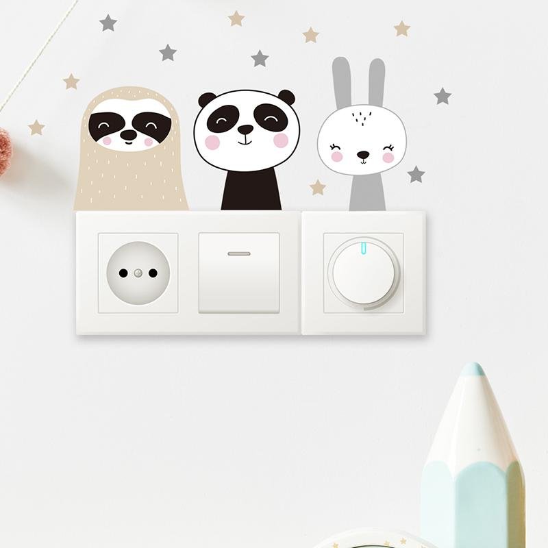 Boho Cute Cartoon Animal Wall Stickers, Flora Grossist, Barnrum