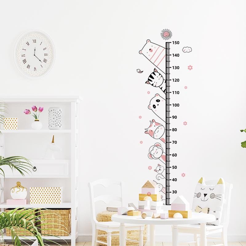 Wall Stickers/decal For Nursery & Kids Room – Simple Line Animals Height Chart, Flora Grossist, Barnrum