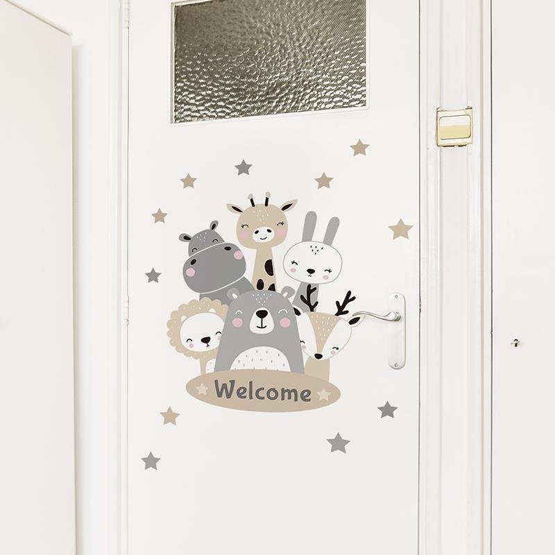 Nordic Cartoon Animal Wall Stickers For Kids Rooms, Flora Grossist, Barnrum