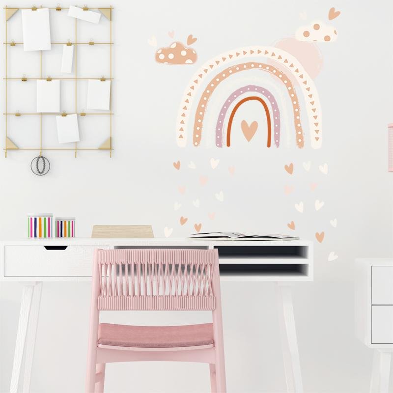 Boho Style Rainbow Heart Shape Wall Stickers, Flora Grossist, Barnrum