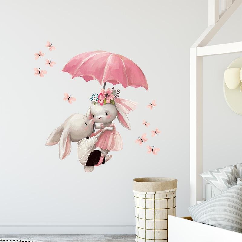 Akvarell Kanin Flygande Väggdekaler, Flora Grossist, Barnrum