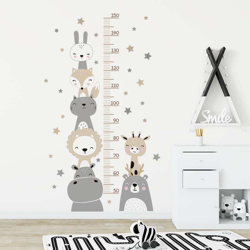 Animals And Stars Height Ruler Wall Stickers For Kids | Kids Height Ruler Decal, Flora Grossist, Barnrum