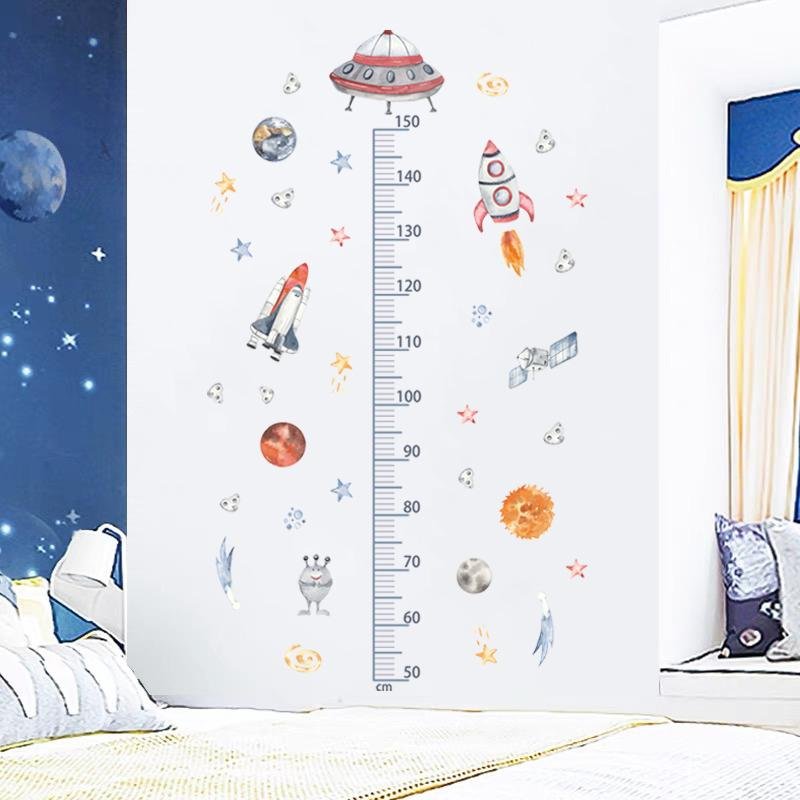 Watercolor Outer Space Planets Height Ruller Wall Stickers, Flora Grossist, Barnrum