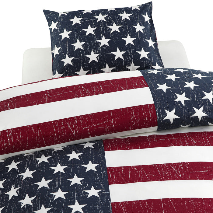 2-dels Set United States Light Marinblå, Borganäs of Sweden, påslakan