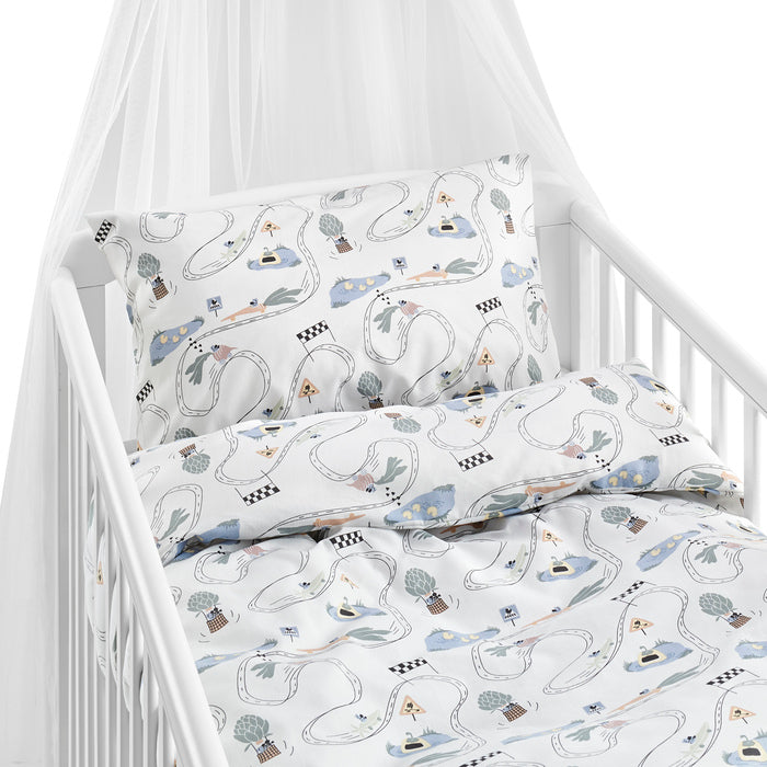 2-dels Set Mini Rally Spjälsäng Offwhite, Borganäs of Sweden, påslakan