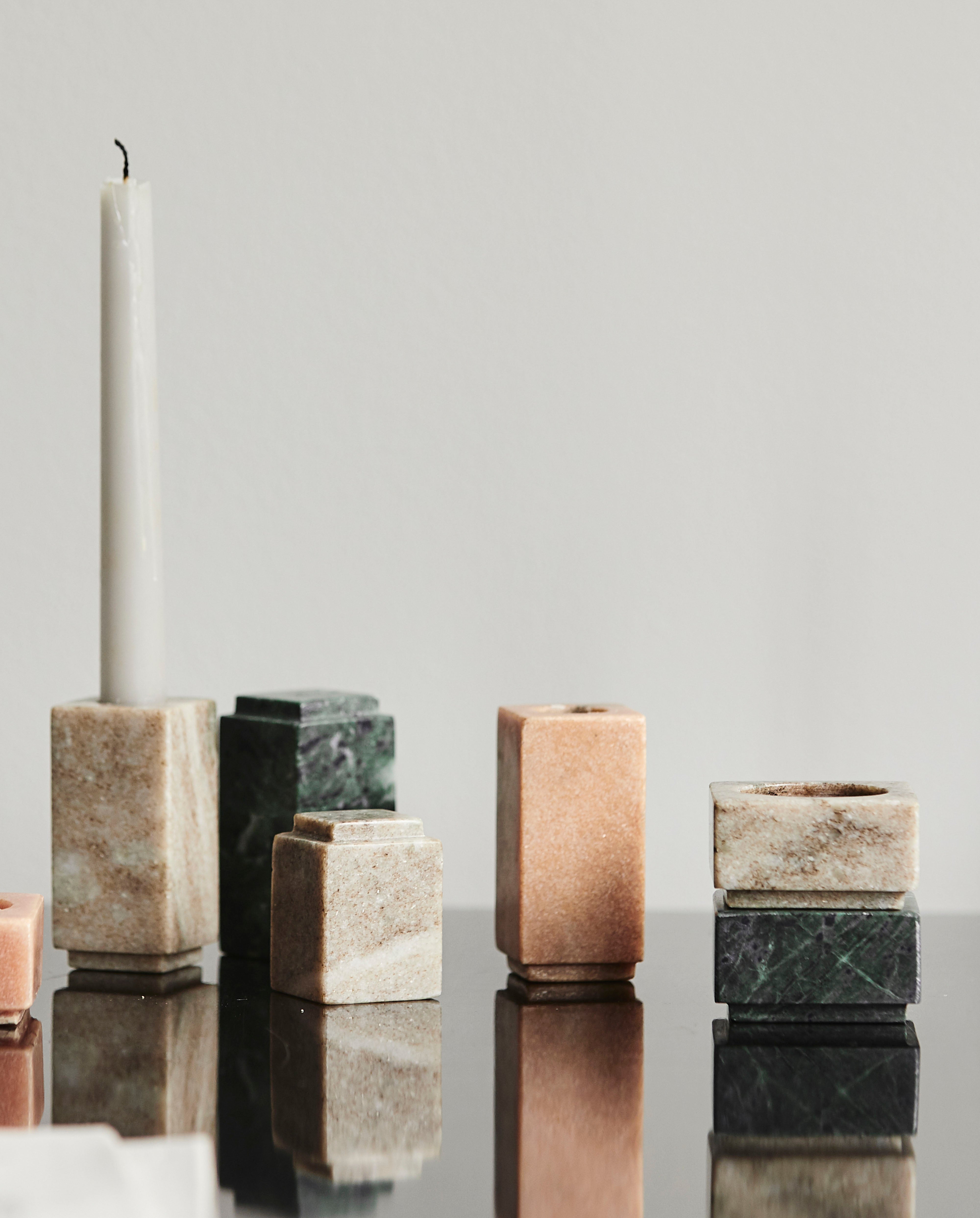 Haida T-light Holder - Green Marble, Nordal, ljus & ljuslyktor