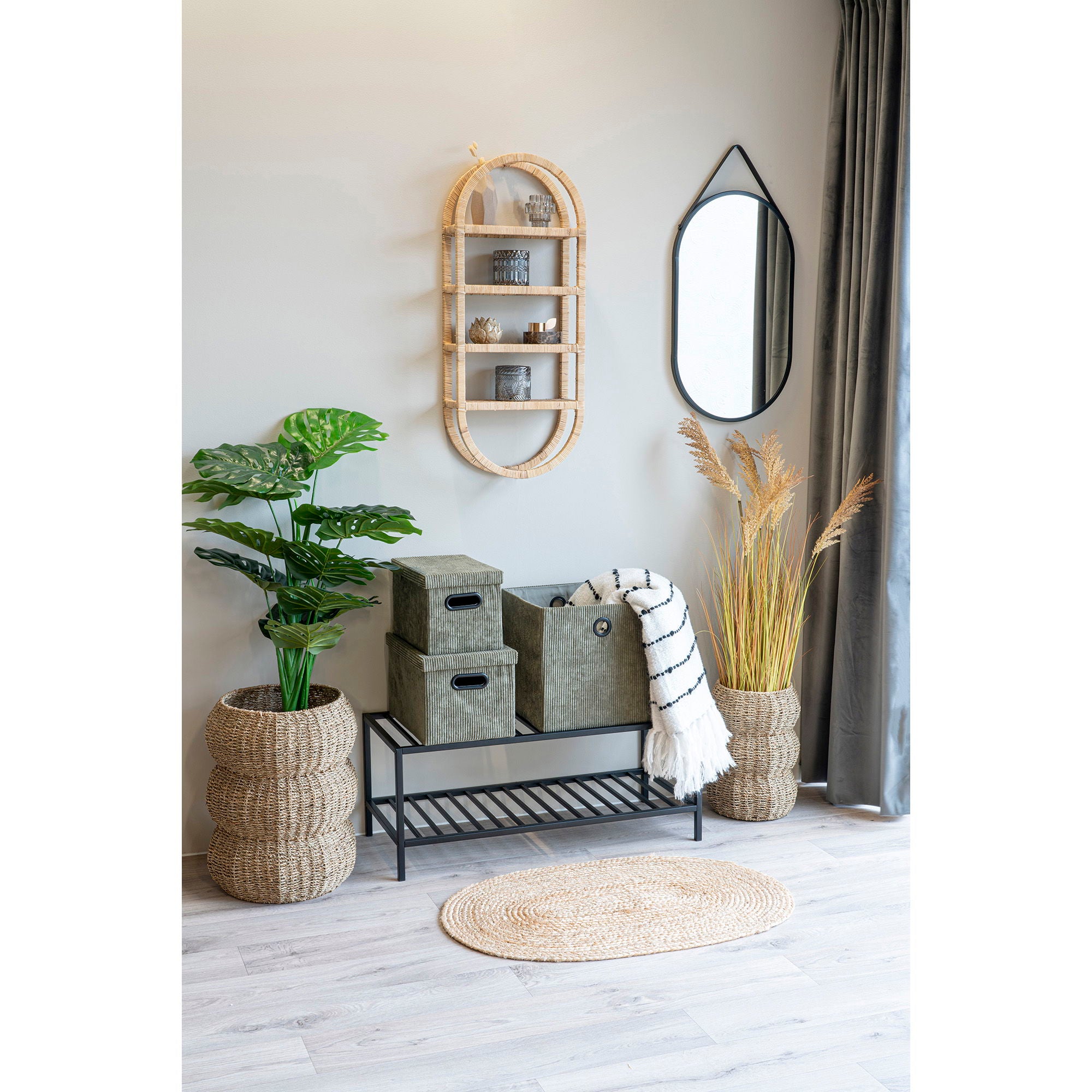 BOMBAY Dörrmatta, oval, natur