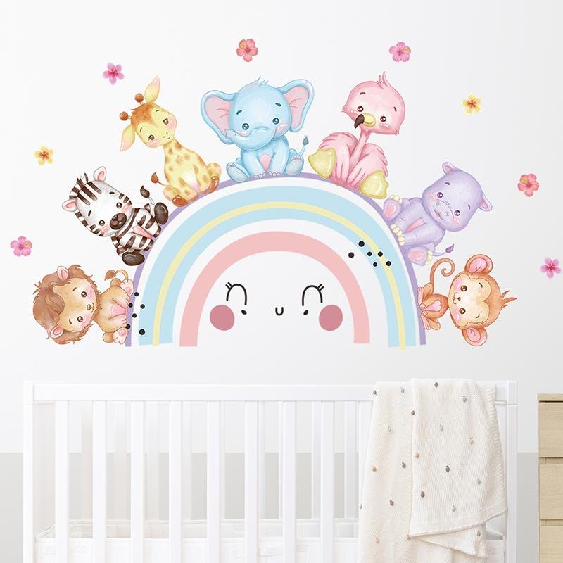Cute Animals Wall Stickers Elephant Lion Kids Room, Flora Grossist, Barnrum