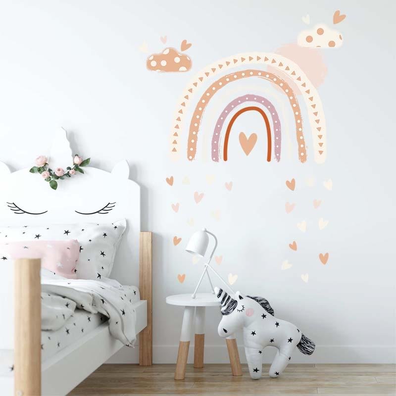 Boho Style Rainbow Heart Shape Wall Stickers, Flora Grossist, Barnrum