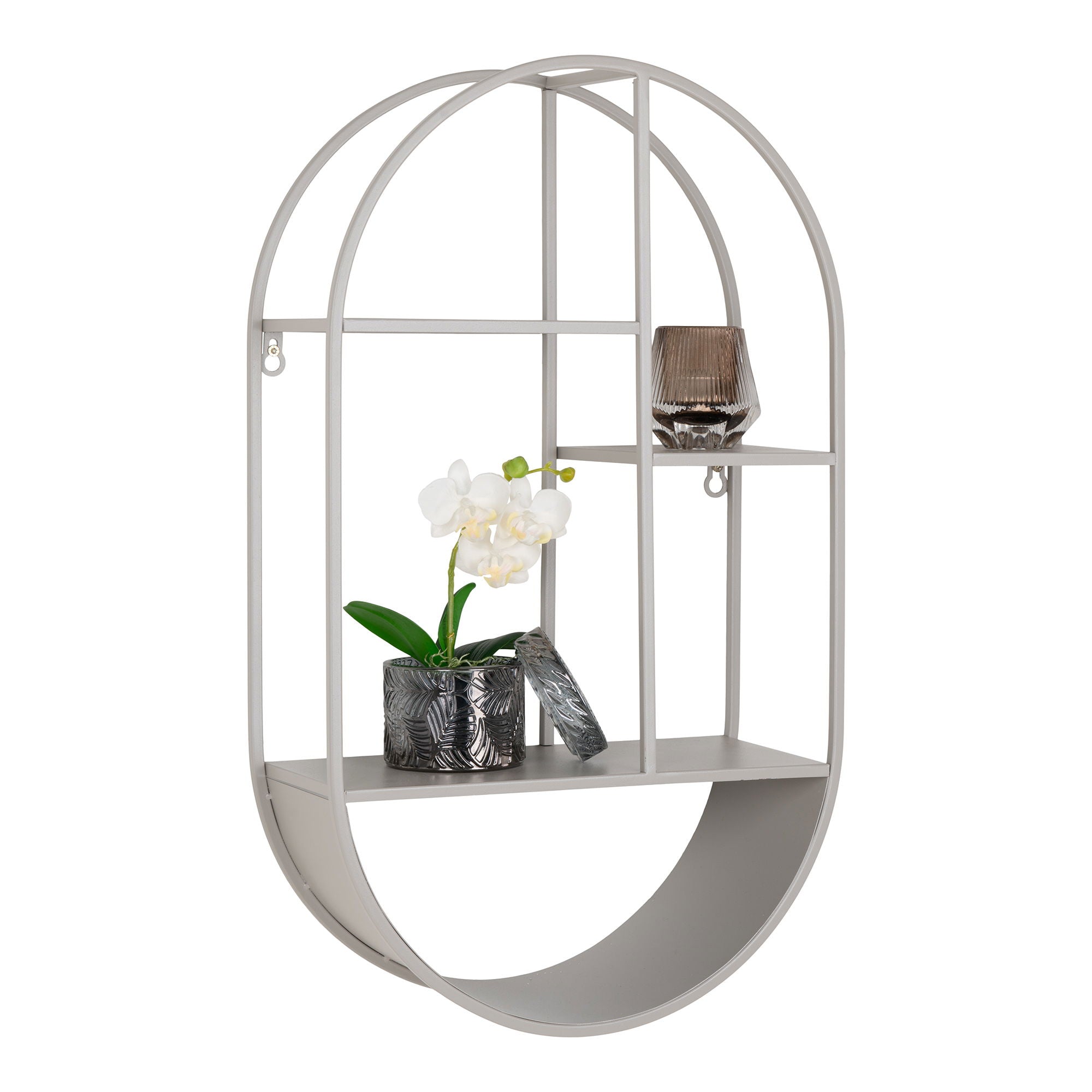 FEIRA Vägghylla, oval, stål, kallgrå