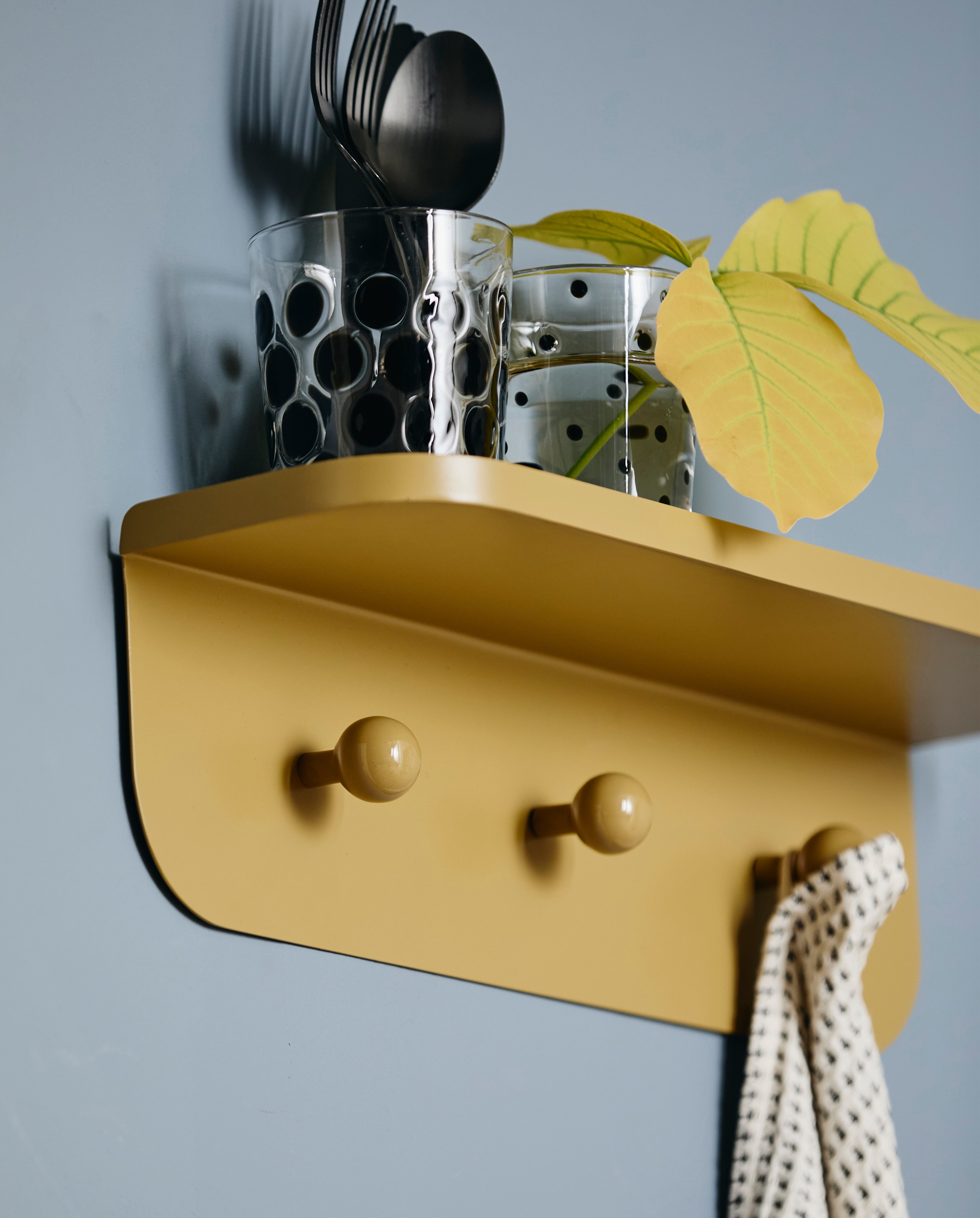 Turda Shelf W. Hooks - Green, Nordal, vägghyllor & väggskåp