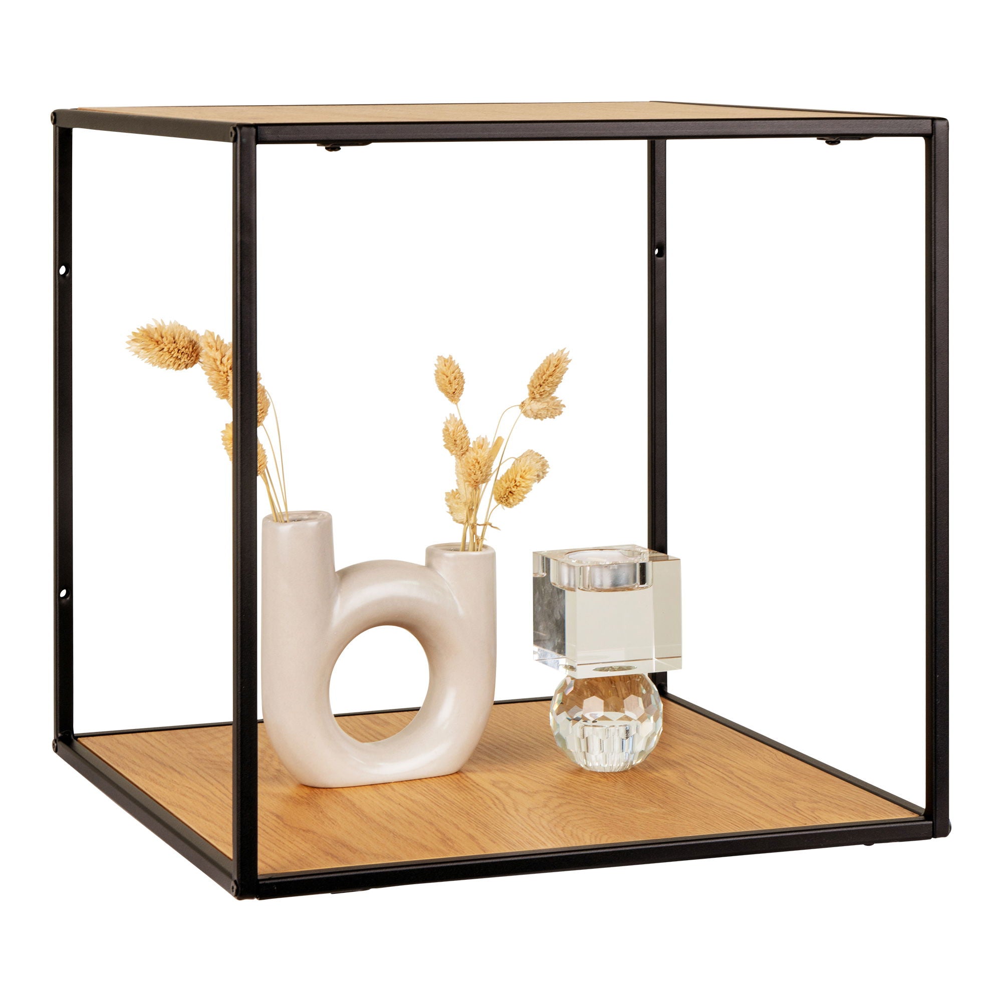 VITA Vägghylla, ekimitation & svart ram