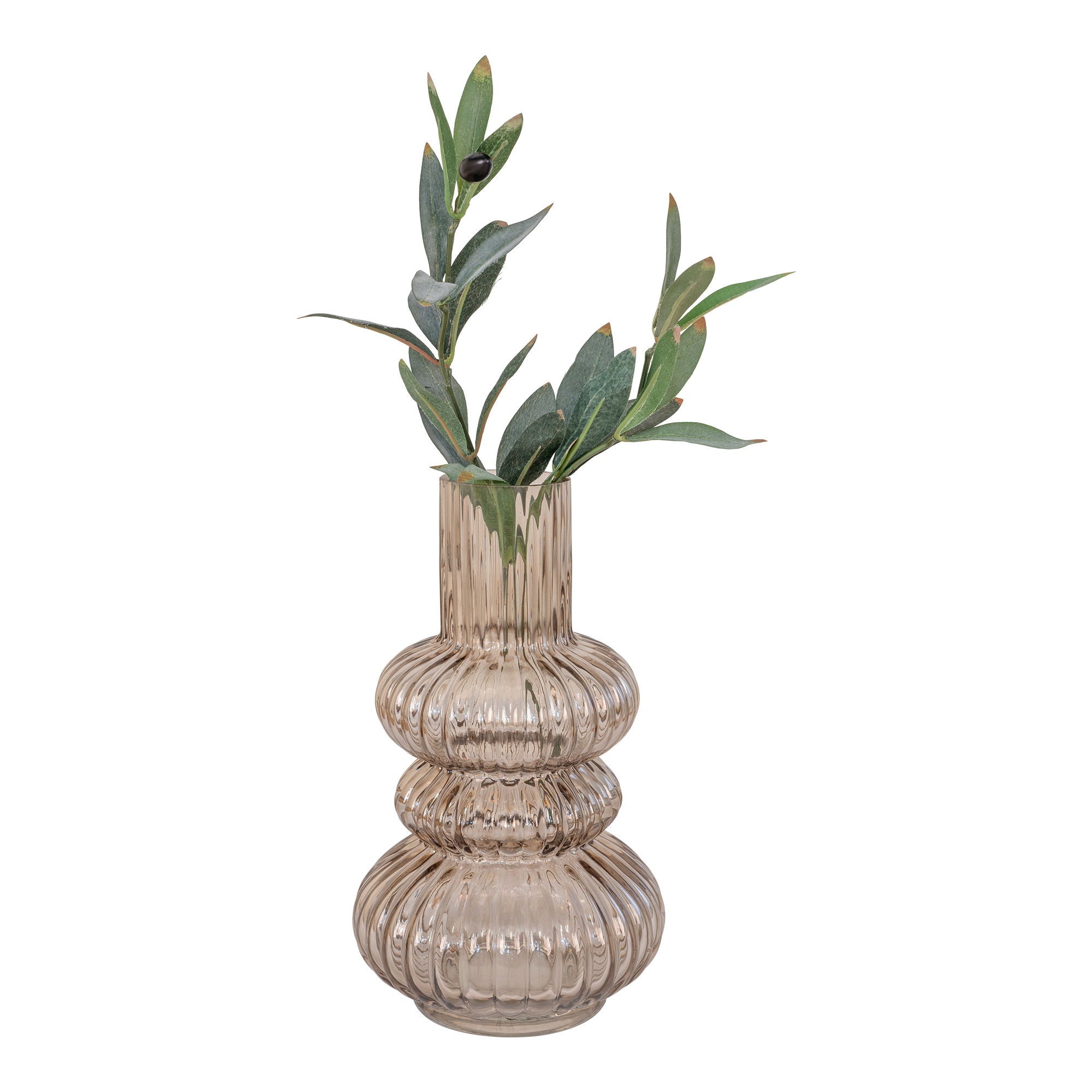 VASE Vas, rökfärgat munblåst glas