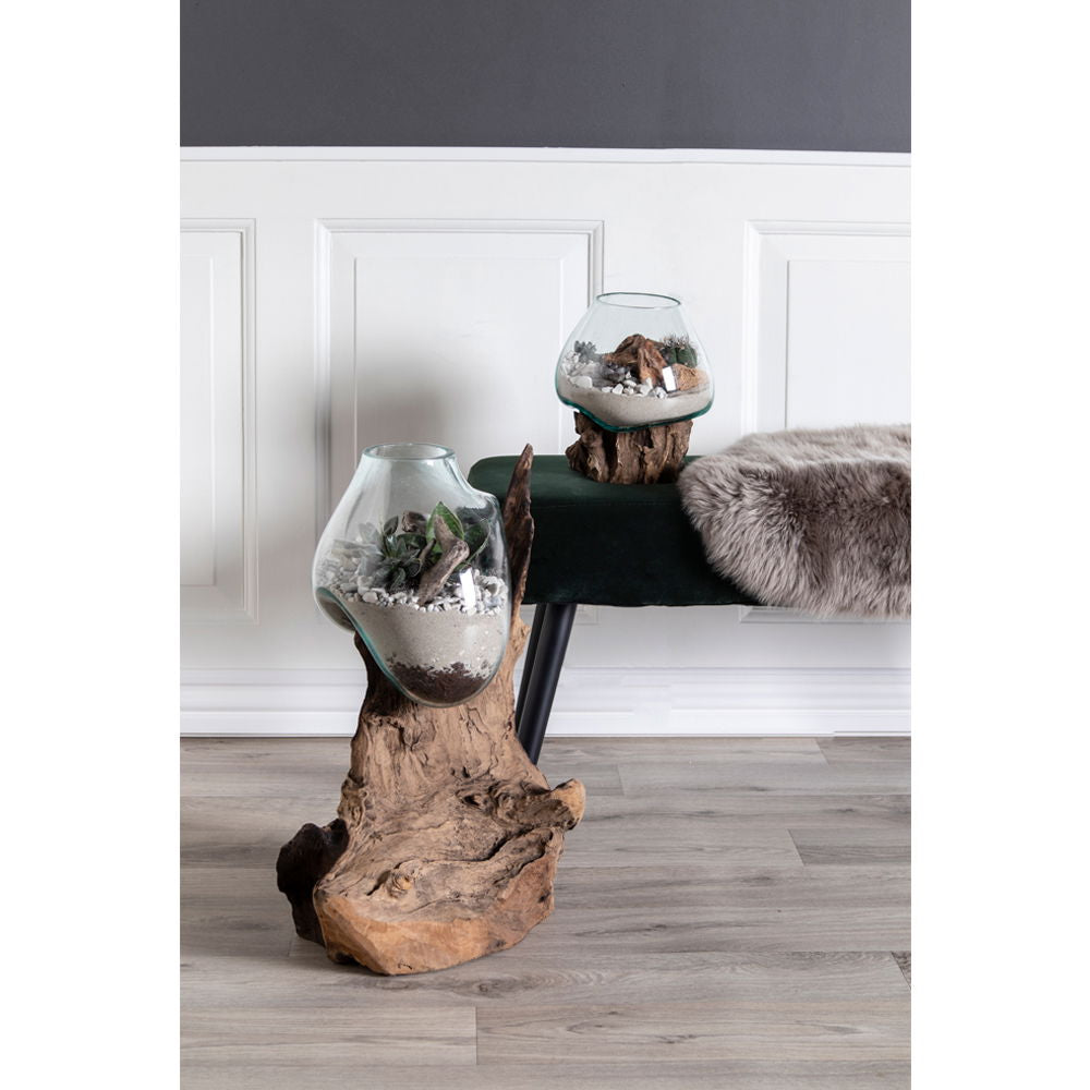 SAN MARINO Waterdrop, teak/glas natur