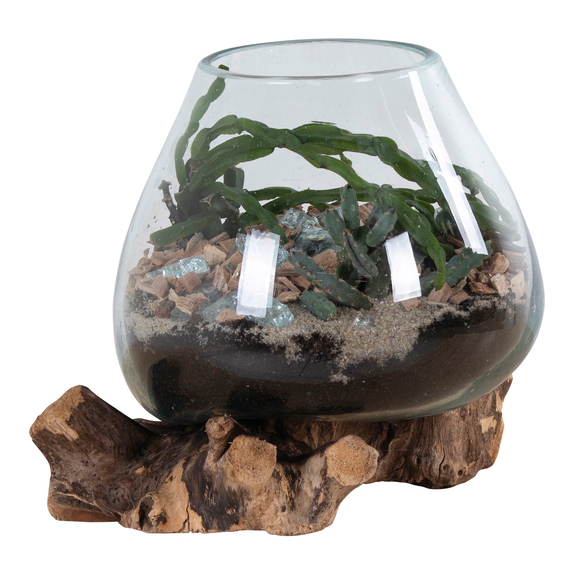 SAN MARINO Waterdrop, teak/glas natur