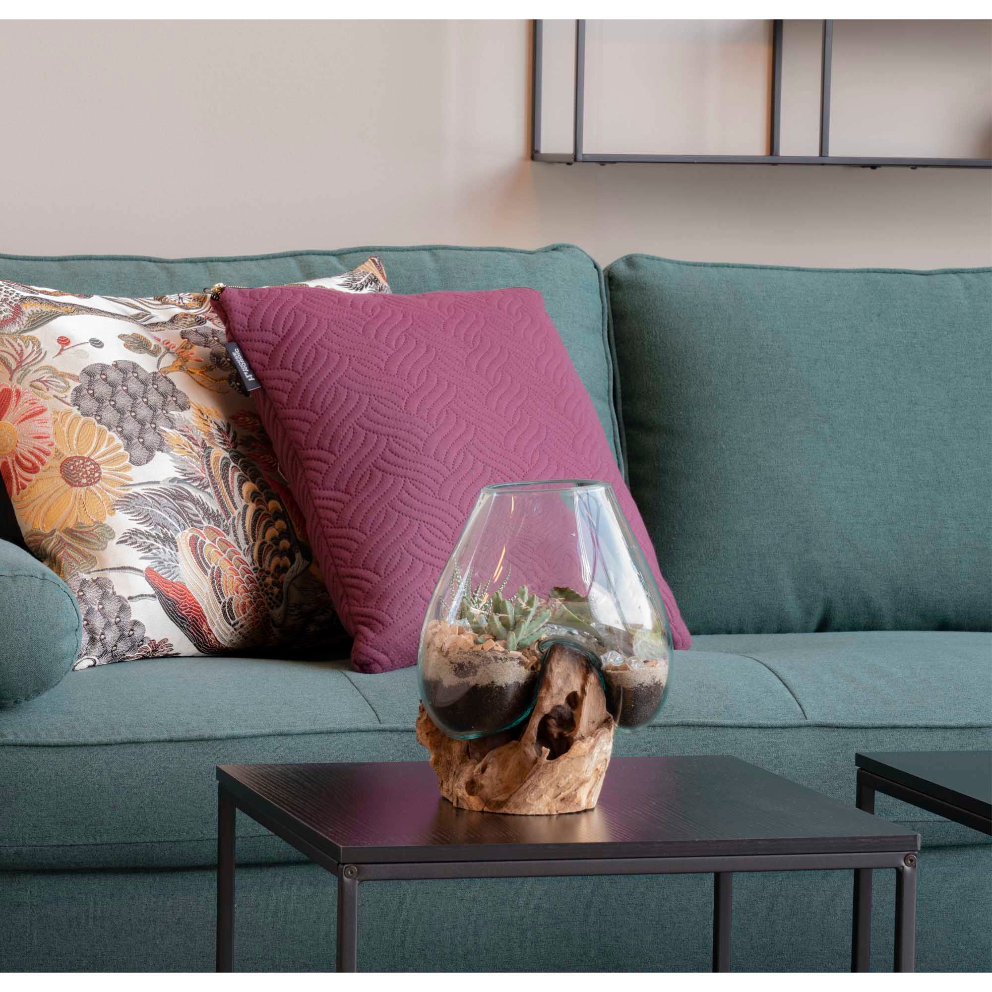 SAN MARINO Waterdrop, teak/glas natur