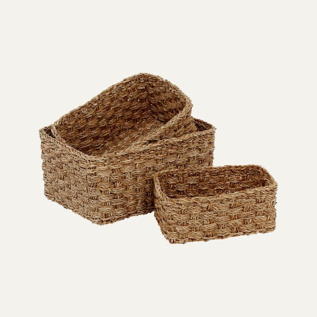 Drawer Low Esther Natural S/3, Dixie, korgar