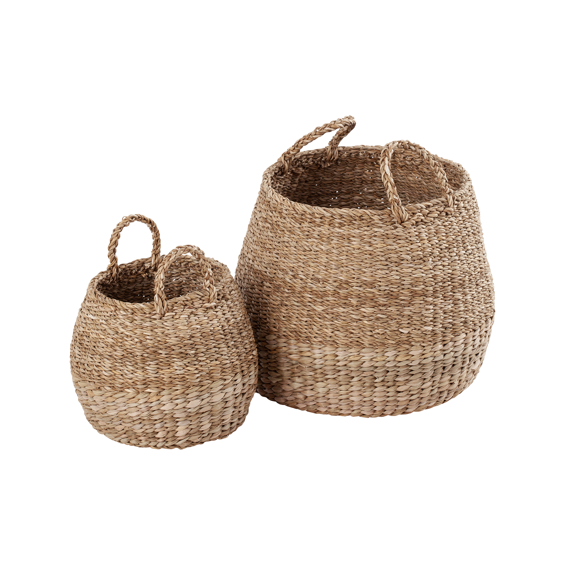 Basket W. Handles Round Esther Twin Weave S/2, Dixie, korgar