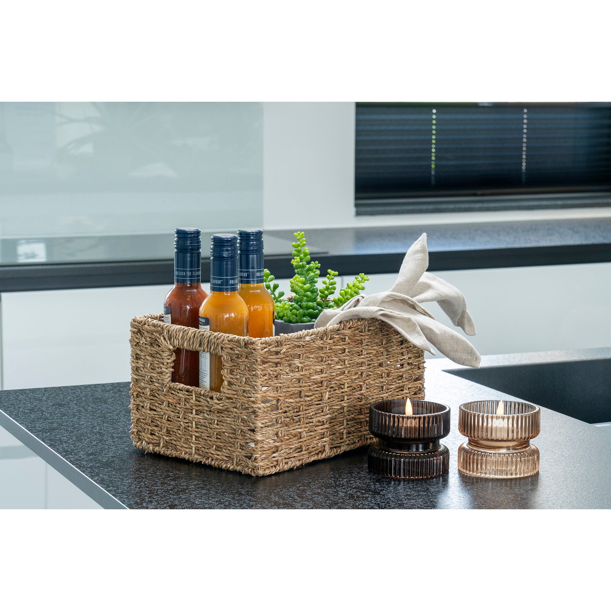 CANDLE HOLDER, glas, bärnsten, 2-pack