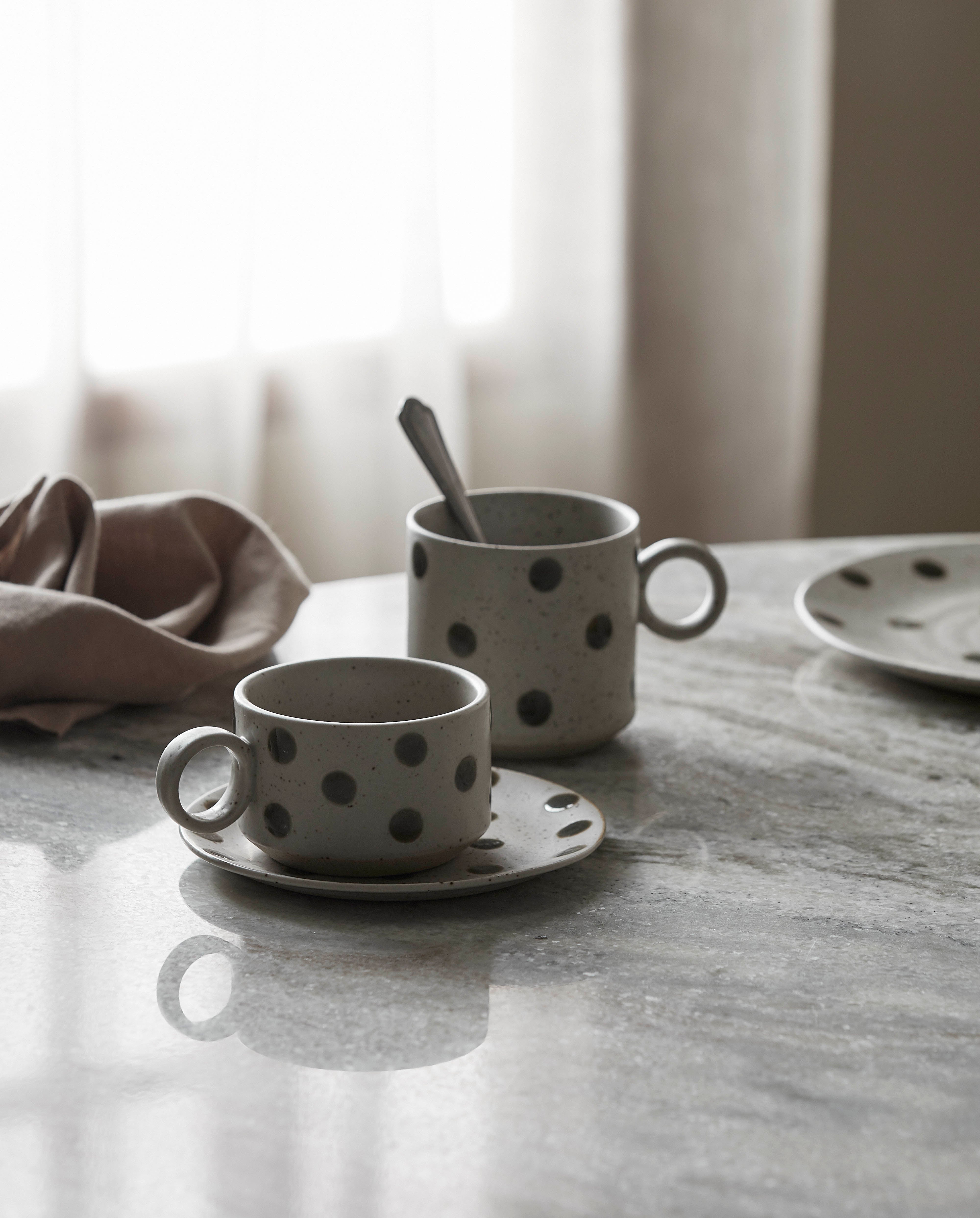 Grainy Tea Cup W. Handle, Sand/green, Nordal, koppar och muggar