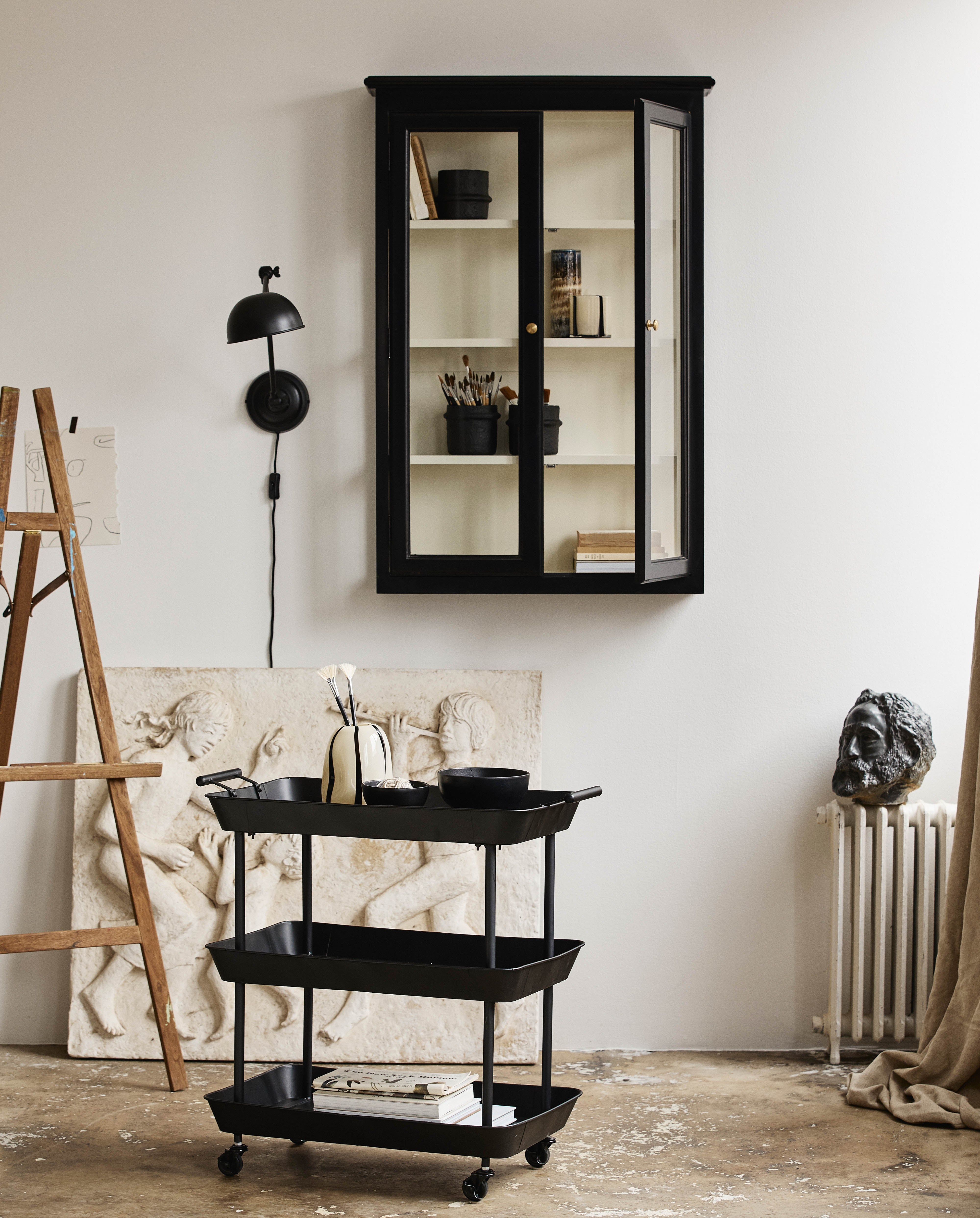 Classic Wall Cabinet, Double, Black, Nordal, vägghyllor & väggskåp
