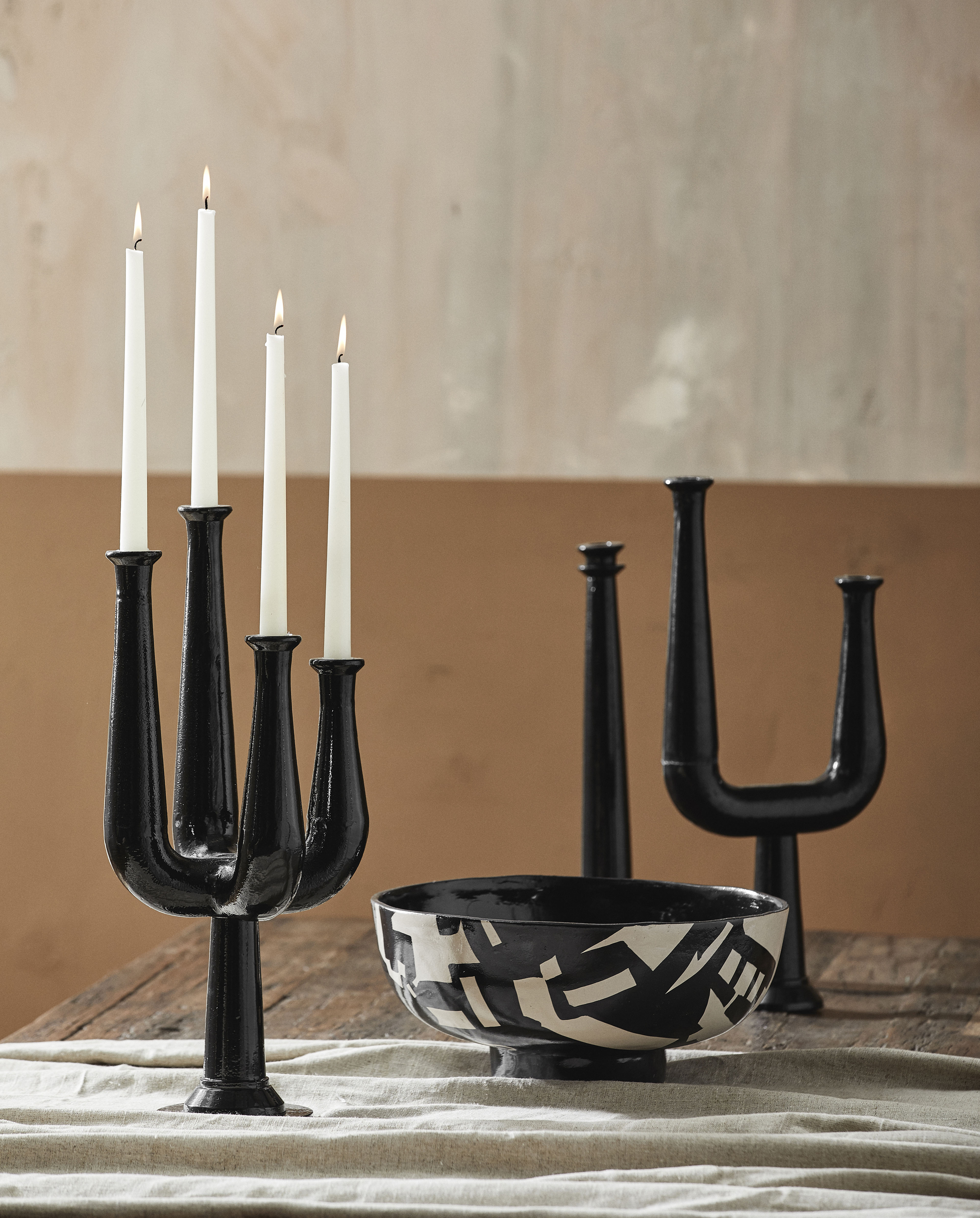 Ulopu Candleholder, 4 Arm, Aluminum - Black, Nordal, ljus & ljuslyktor