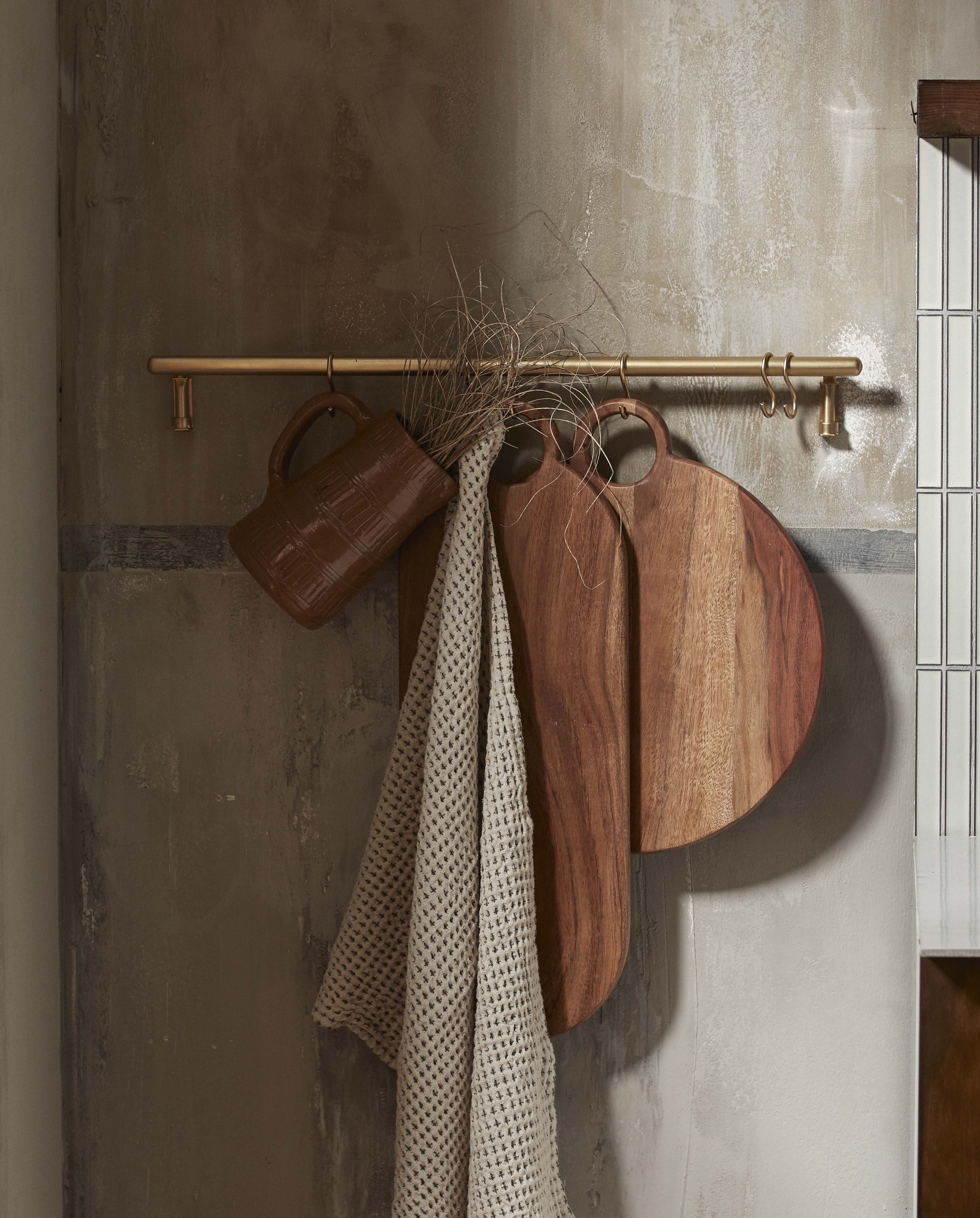 Malo Shelf, 6 Hooks - Brass Finish, Nordal, vägghyllor & väggskåp