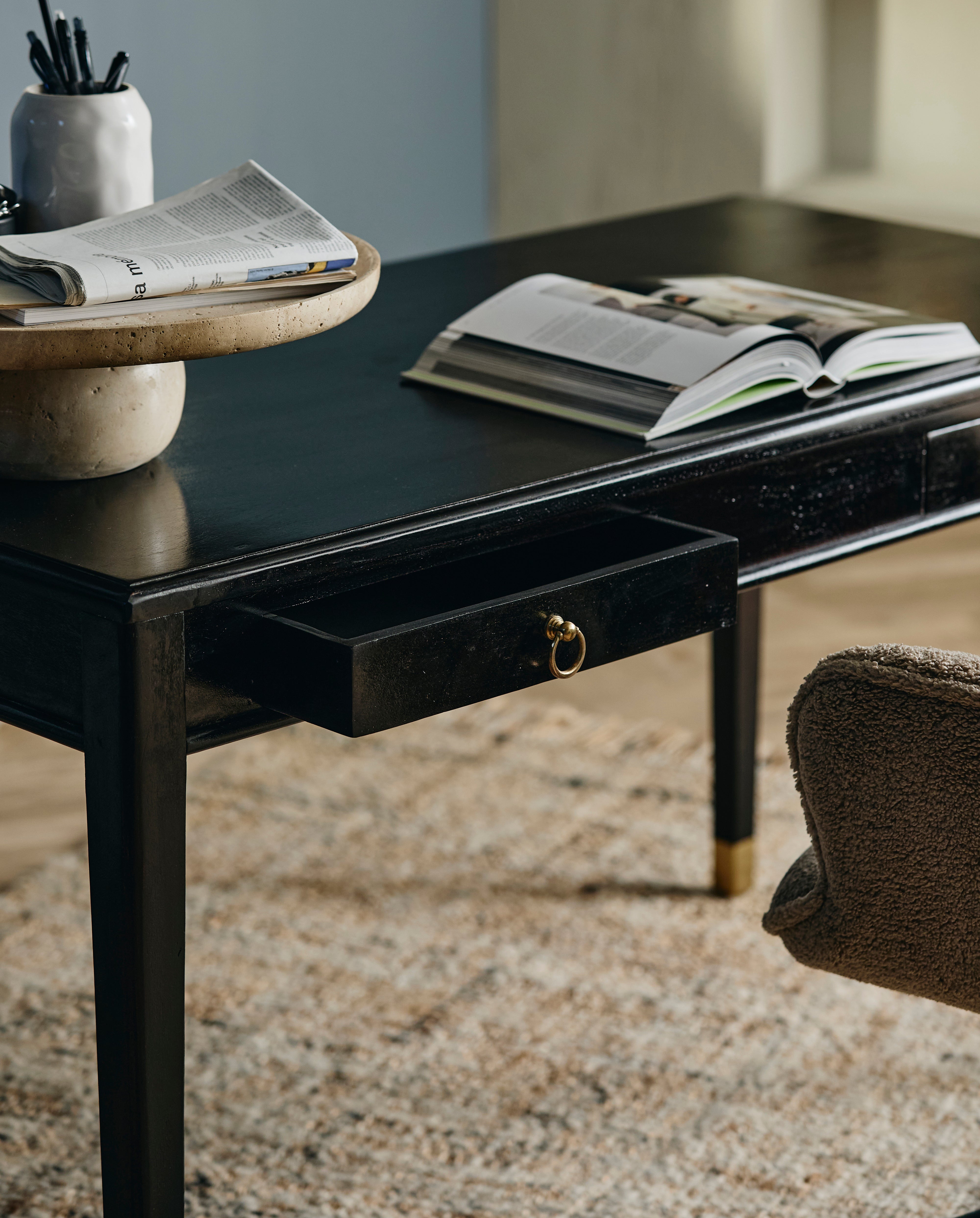 Ems Desk W/2 Drawers, S - Black, Nordal, bord