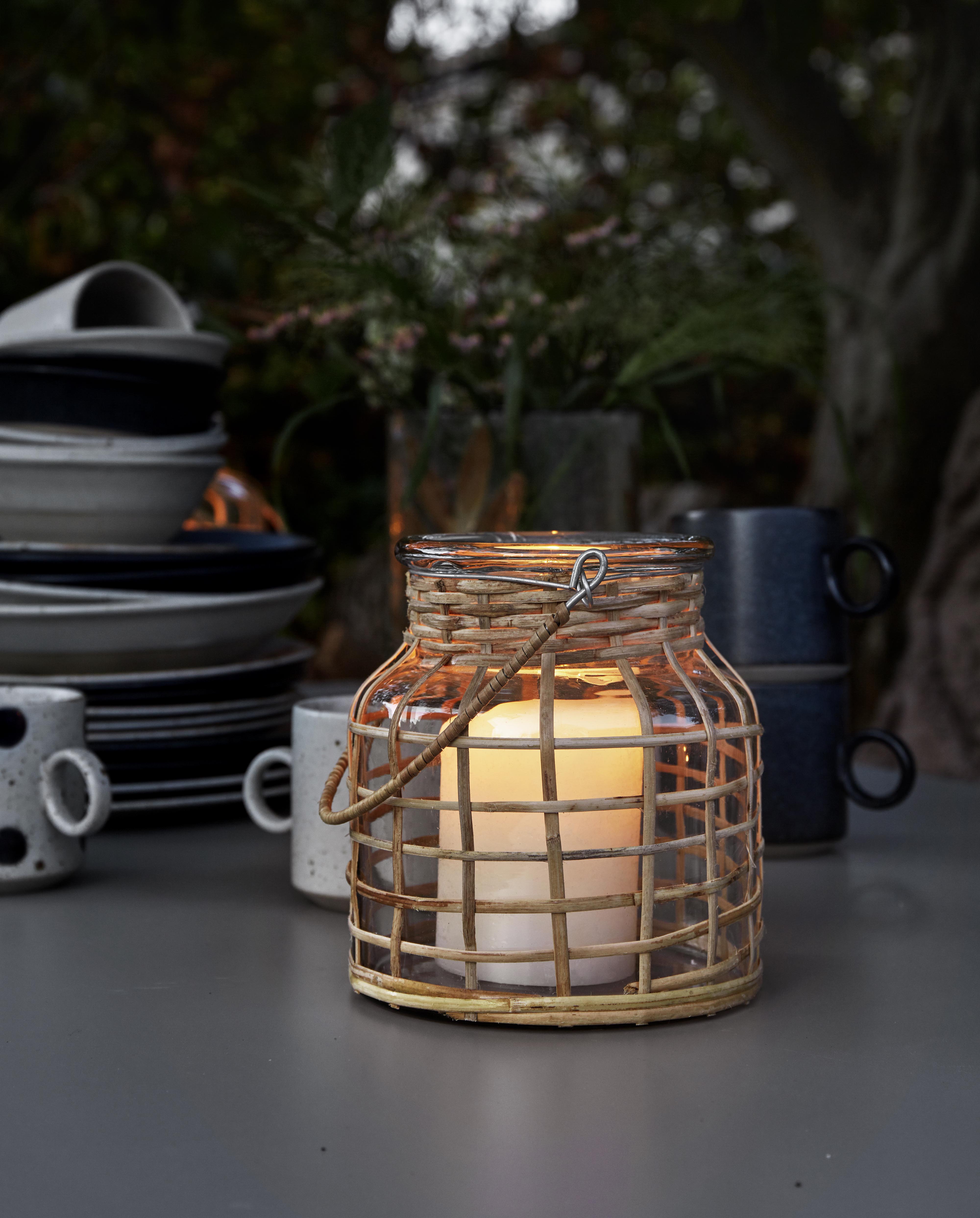 Bamboo Candle Holder, Glass, Small, Nordal, ljus & ljuslyktor