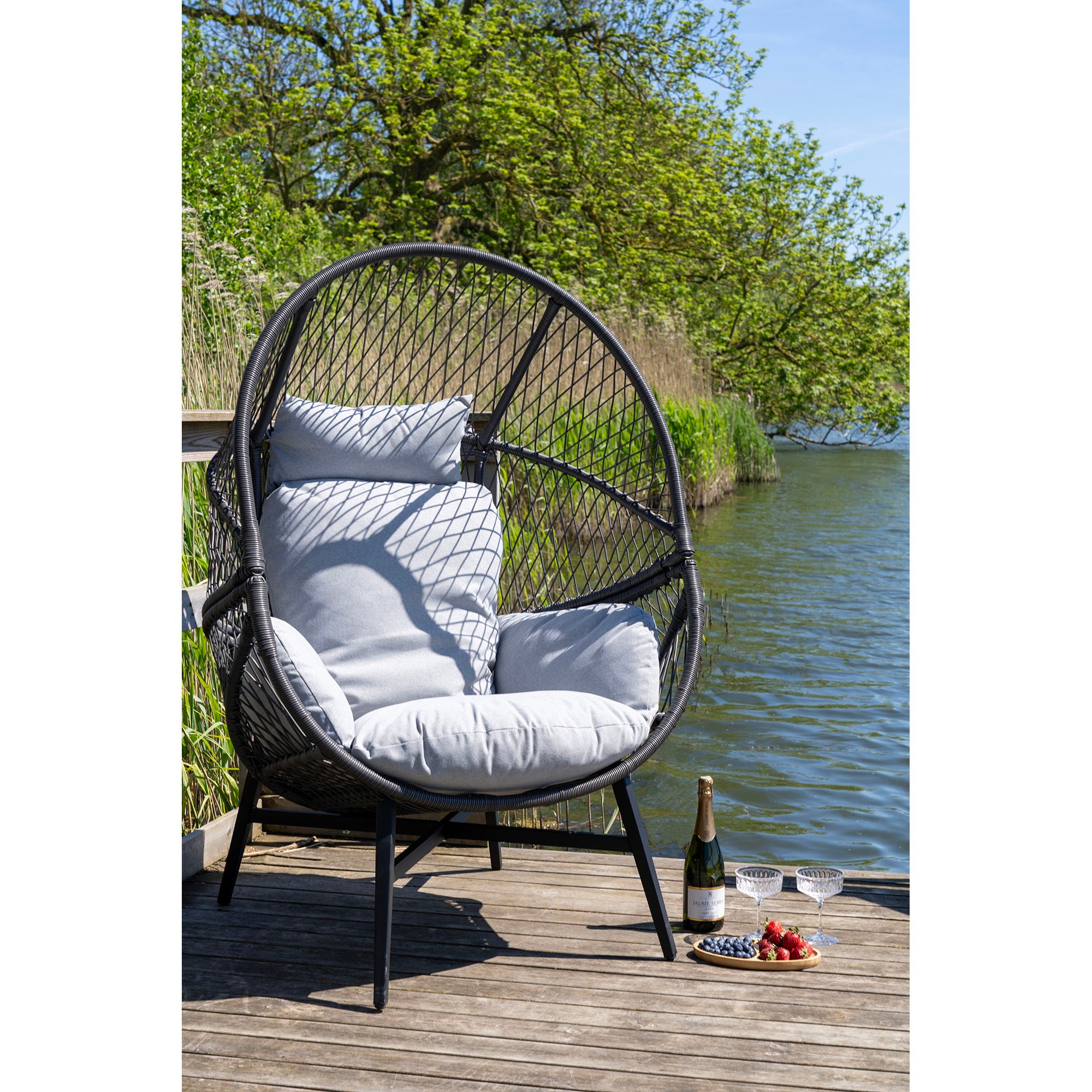 ROSARIO Lounge Chair, svart polyrattan