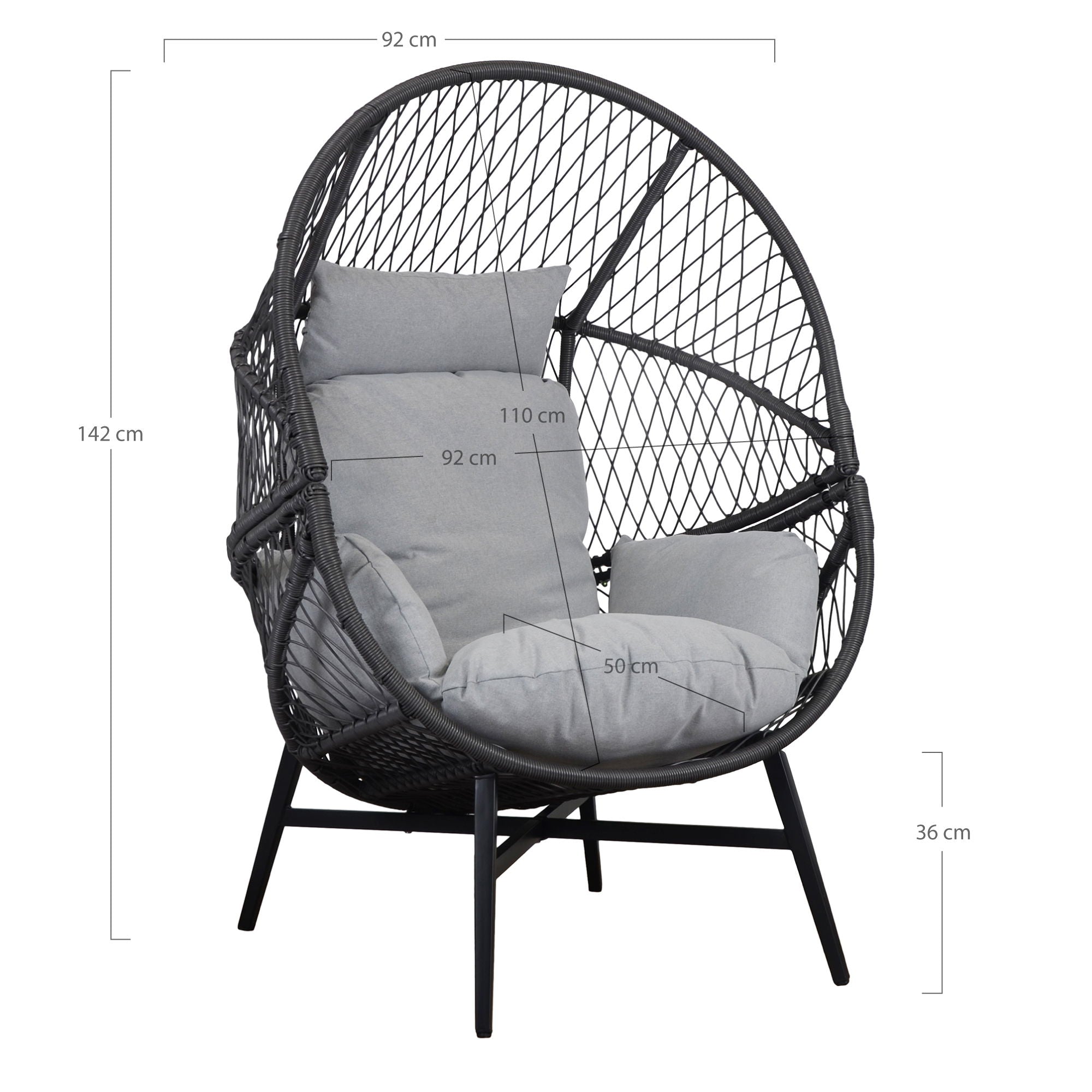ROSARIO Lounge Chair, svart polyrattan