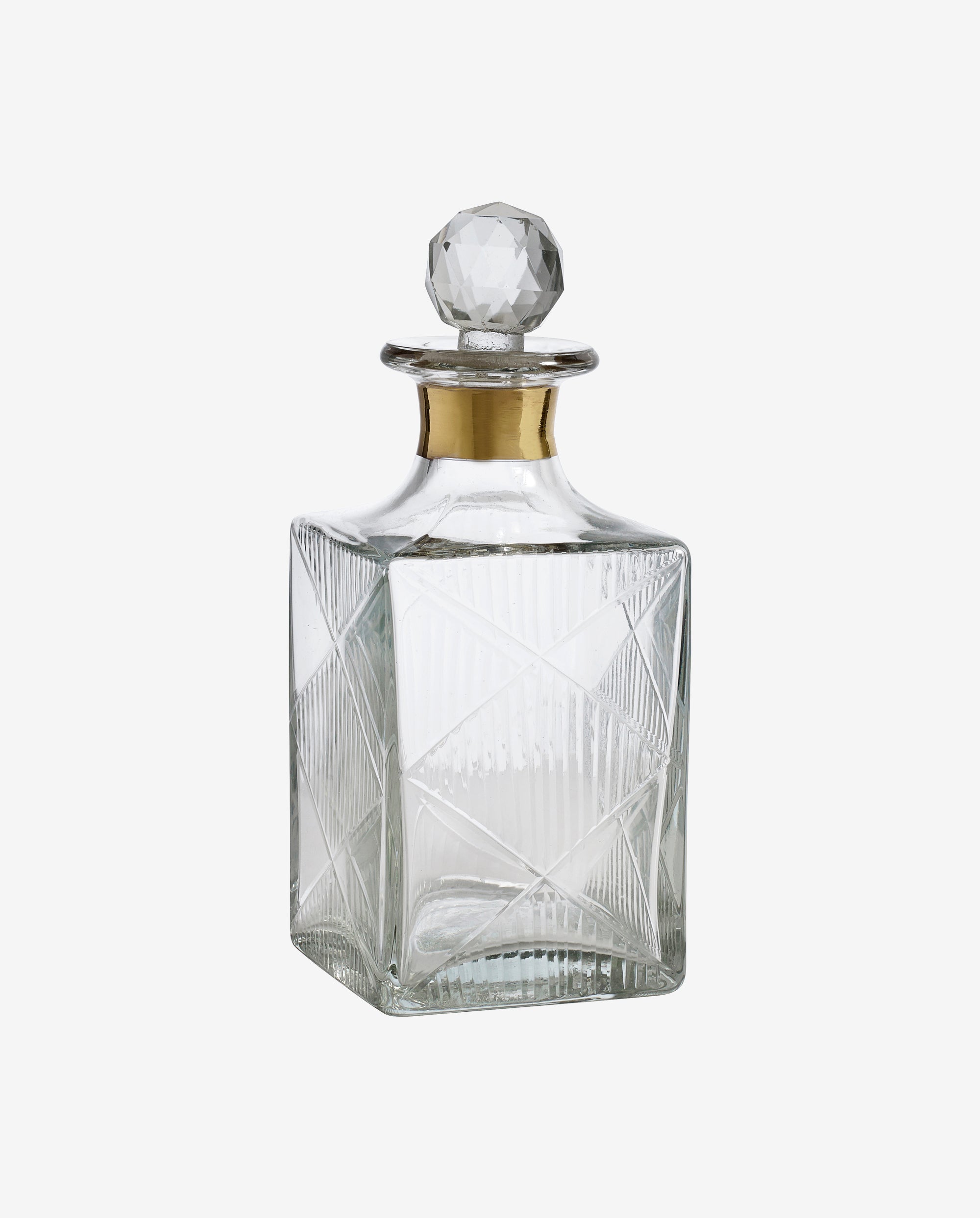Glass Decanter, Small, Golden Finish Band, Diamond - Clear, Nordal, kannor och karaff